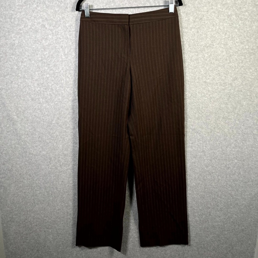 Jones New York Collection Dress Pants Womens 4 Brown White Striped Stretch